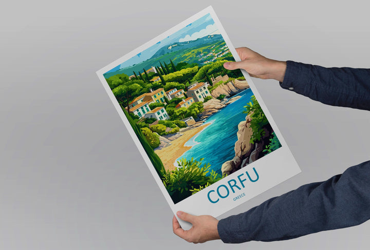 Corfu Travel Print Greece Wall Art Island Landscape Poster Coastal Decor Gift for Beach Lover Mediterranean Nature Art Print