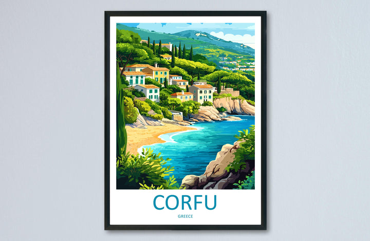 Corfu Travel Print Greece Wall Art Island Landscape Poster Coastal Decor Gift for Beach Lover Mediterranean Nature Art Print