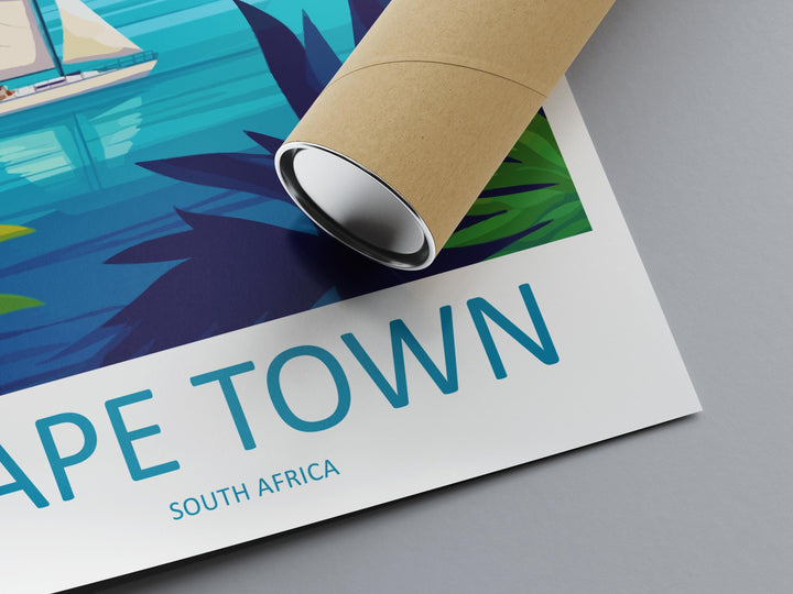 Cape Town Travel Print South Africa Wall Art City Landscape Poster Coastal Decor Gift for Nature Lover Table Mountain Art Print
