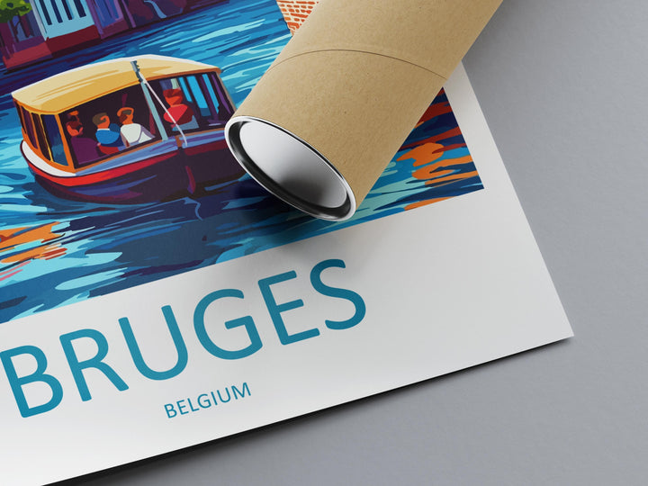 Bruges Travel Print Belgium Wall Art Cityscape Poster Canal Decor Gift for Europe Lover Medieval Architecture Art Print