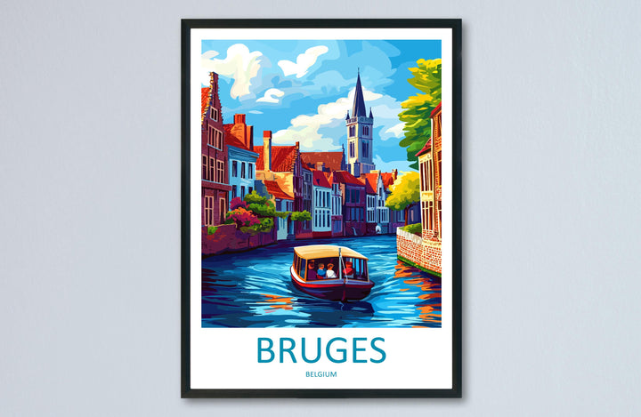 Bruges Travel Print Belgium Wall Art Cityscape Poster Canal Decor Gift for Europe Lover Medieval Architecture Art Print