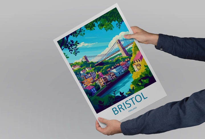 Bristol Travel Print UK Wall Art Cityscape Poster Harbour Decor Gift for Urban Explorer Street Art Architecture Art Print