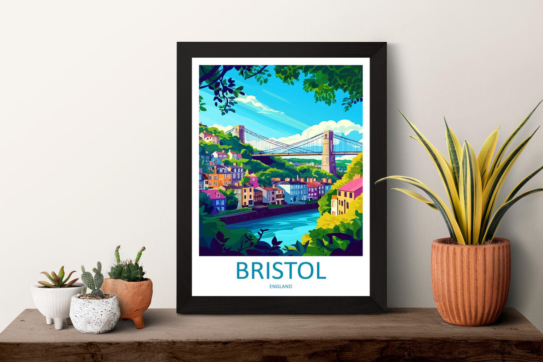 Bristol Travel Print UK Wall Art Cityscape Poster Harbour Decor Gift for Urban Explorer Street Art Architecture Art Print