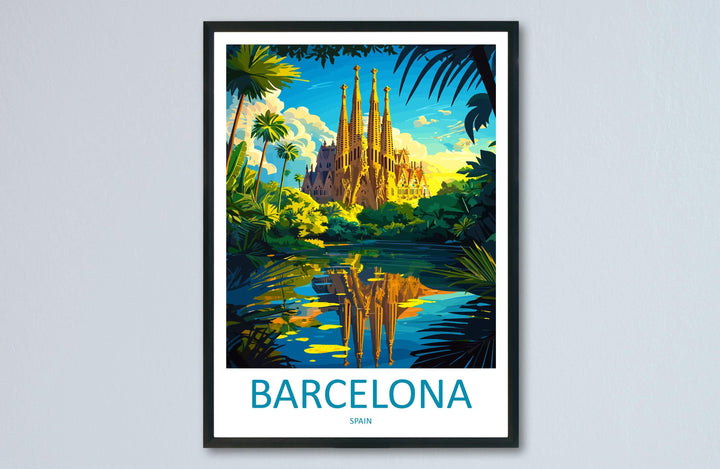 Barcelona Travel Print Spain Wall Art Cityscape Poster Gaudí Decor Gift for Architecture Lover Mediterranean Landscape Art