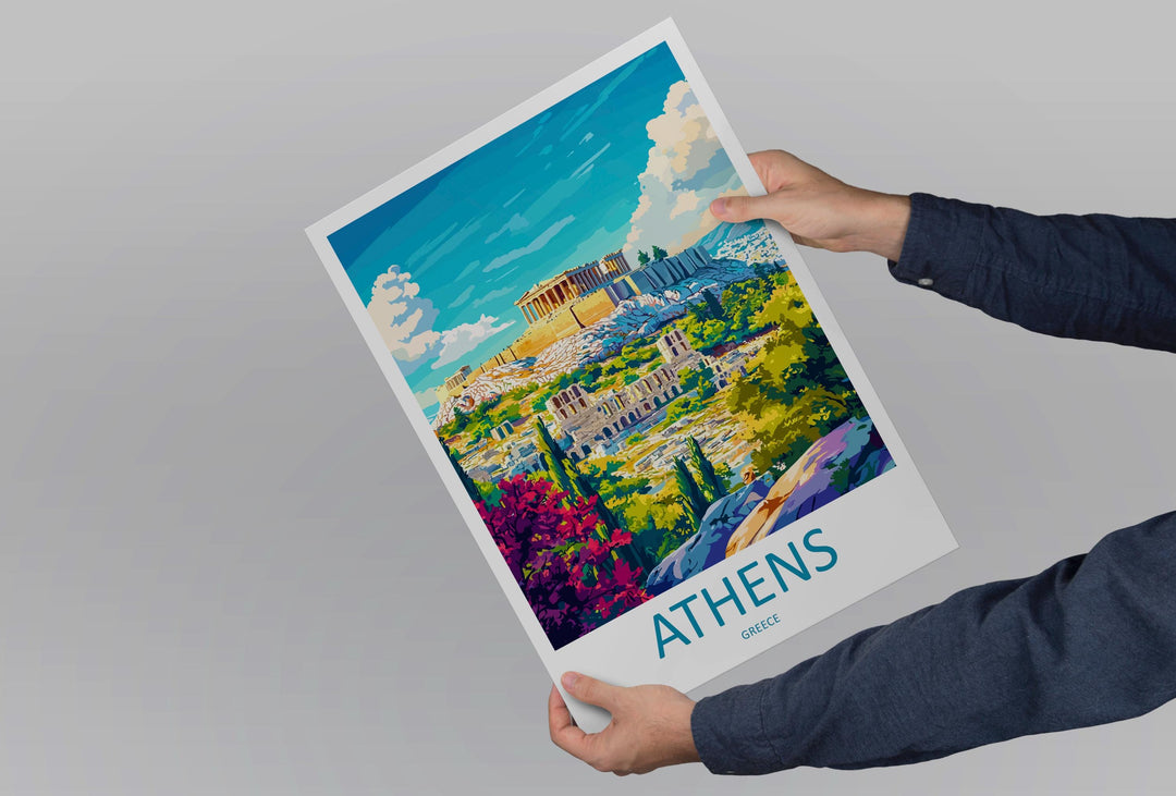 Athens Travel Print Greece Wall Art Cityscape Poster Ancient Ruins Decor Gift for History Lover Acropolis Landscape Art Print