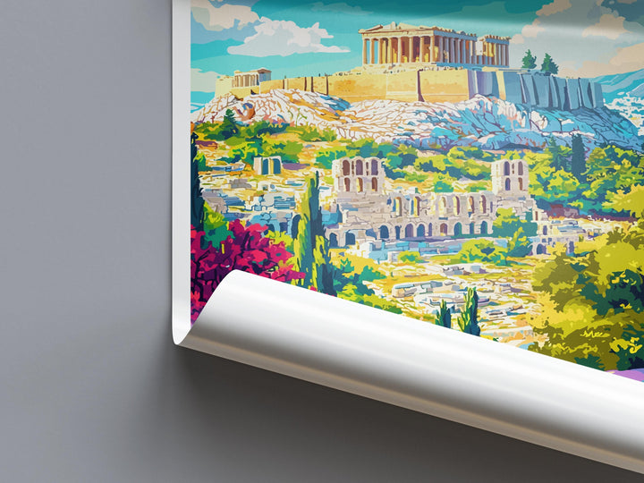 Athens Travel Print Greece Wall Art Cityscape Poster Ancient Ruins Decor Gift for History Lover Acropolis Landscape Art Print