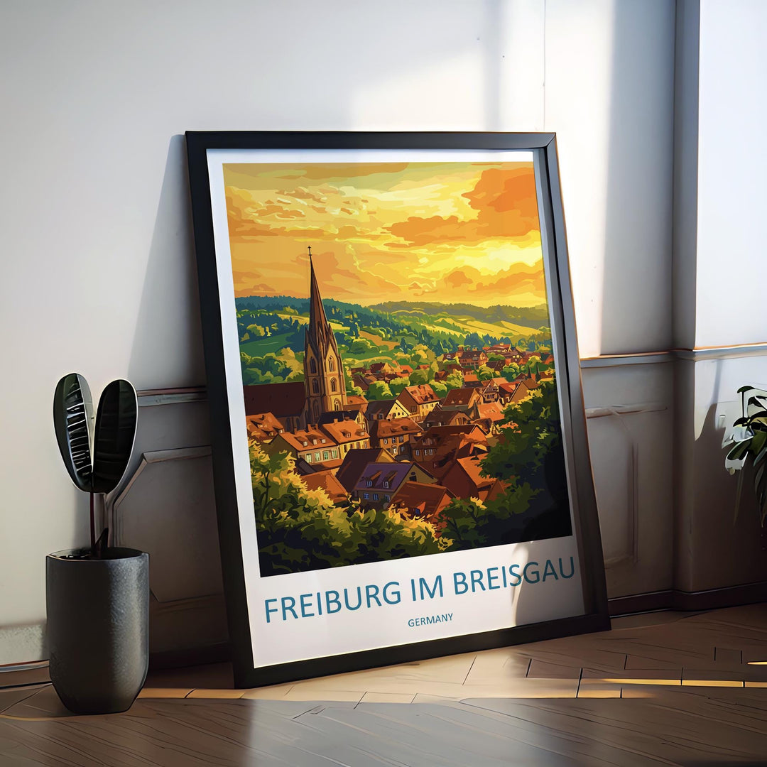 Freiburg im Breisgau Travel Print Germany Wall Art Black Forest Poster Historic Decor Gift for Nature Lover Scenic Town Art