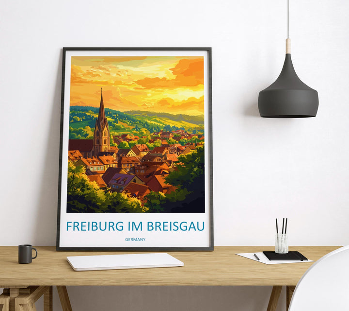 Freiburg im Breisgau Travel Print Germany Wall Art Black Forest Poster Historic Decor Gift for Nature Lover Scenic Town Art