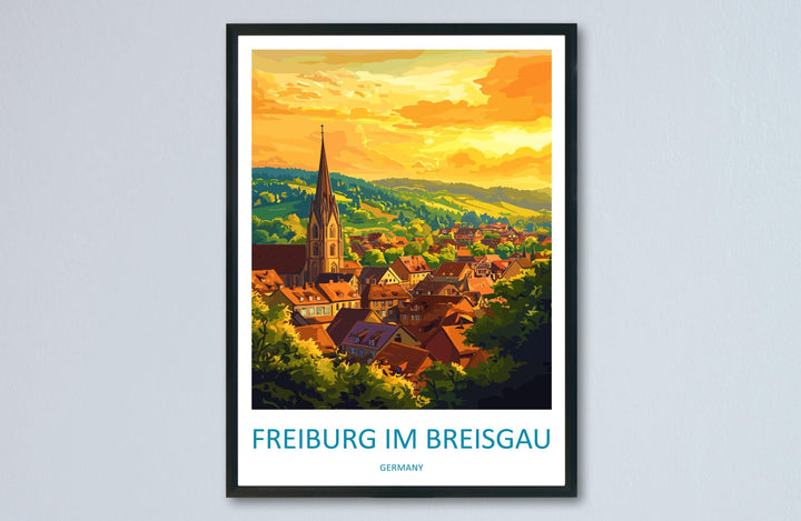 Freiburg im Breisgau Travel Print Germany Wall Art Black Forest Poster Historic Decor Gift for Nature Lover Scenic Town Art