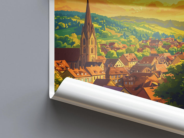 Freiburg im Breisgau Travel Print Germany Wall Art Black Forest Poster Historic Decor Gift for Nature Lover Scenic Town Art