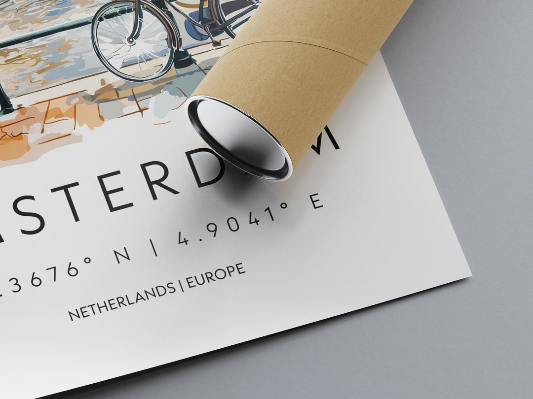 Amsterdam Watercolor Poster Amsterdam Travel Print Amsterdam Wall Art Amsterdam Cityscape Painting Amsterdam Souvenir Decor