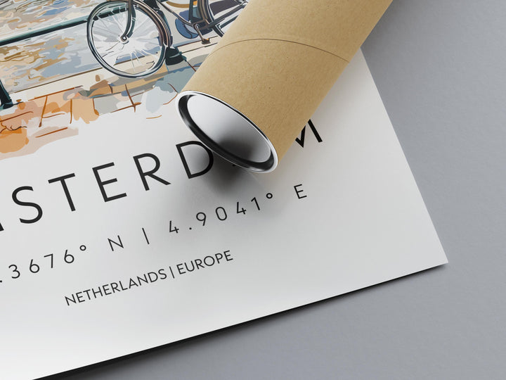 Amsterdam Watercolor Poster Amsterdam Travel Print Amsterdam Wall Art Amsterdam Cityscape Painting Amsterdam Souvenir Decor