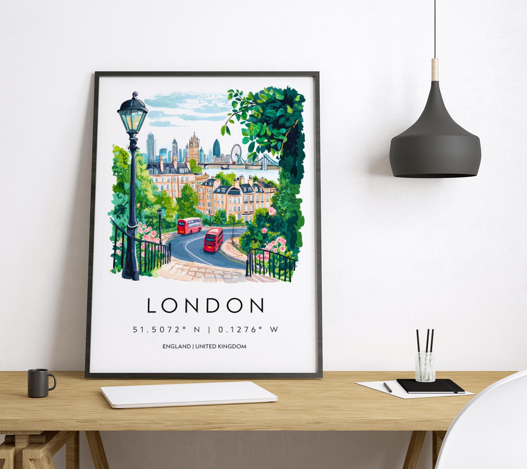 London Watercolor Poster London Travel Print London Wall Art London Cityscape Painting London Souvenir UK Decor