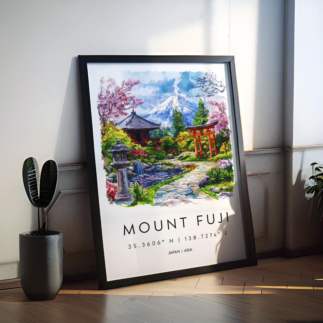 Mount Fuji Watercolor Poster Mount Fuji Travel Print Mount Fuji Wall Art Mount Fuji Painting Japan Souvenir Decor