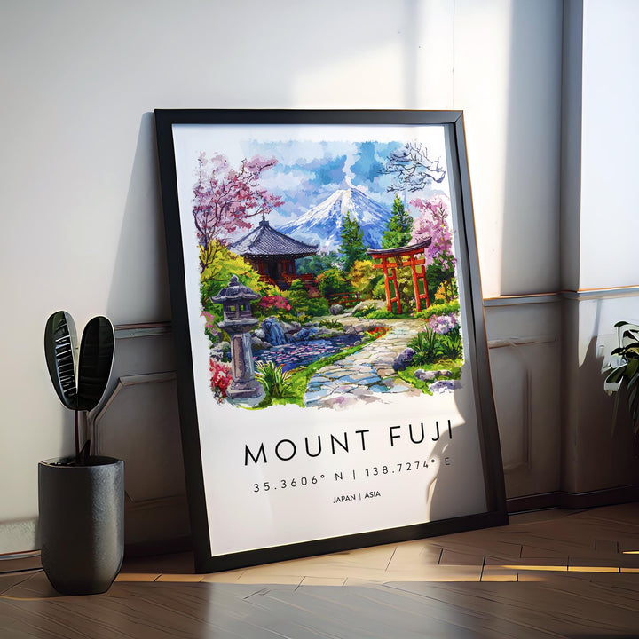 Mount Fuji Watercolor Poster Mount Fuji Travel Print Mount Fuji Wall Art Mount Fuji Painting Japan Souvenir Decor