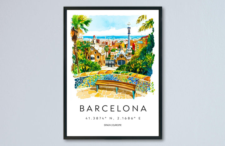 Barcelona Watercolor Poster Barcelona Travel Print Barcelona Wall Art Barcelona Cityscape Painting Barcelona Souvenir Spain Decor