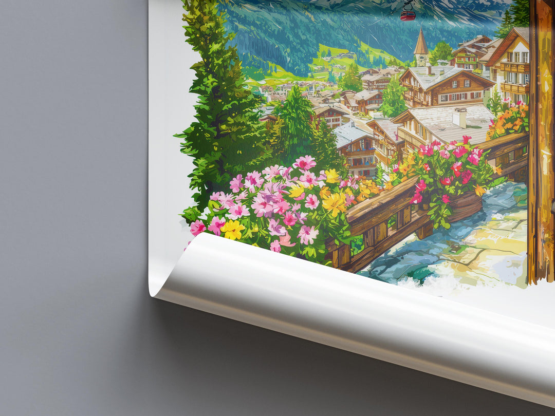 Zermatt Watercolor Poster Zermatt Travel Print Zermatt Wall Art Zermatt Mountain Painting Zermatt Souvenir Swiss Alps Decor