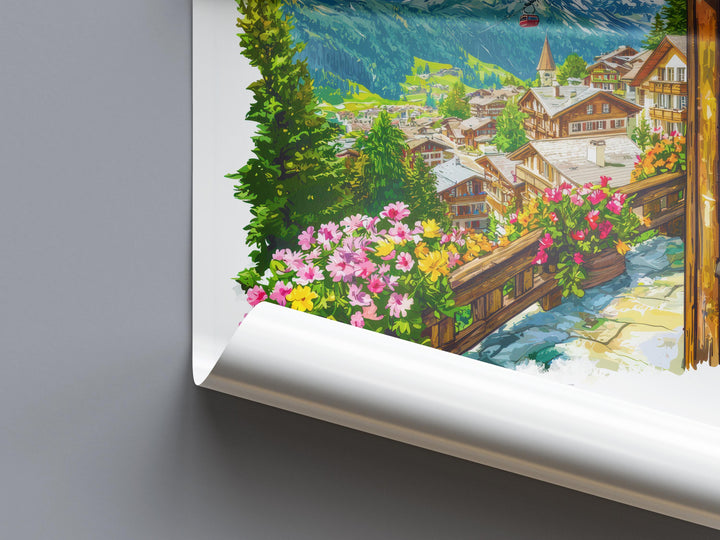 Zermatt Watercolor Poster Zermatt Travel Print Zermatt Wall Art Zermatt Mountain Painting Zermatt Souvenir Swiss Alps Decor