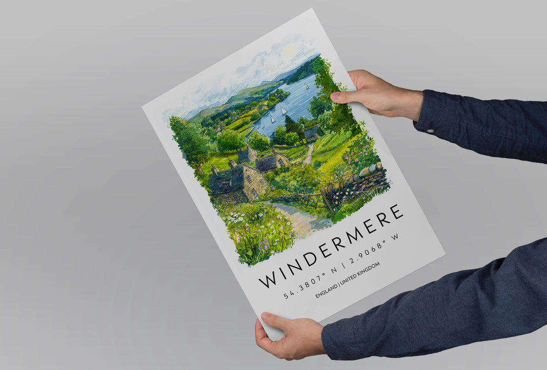 Windermere Watercolor Poster Windermere Travel Print Windermere Wall Art Windermere Lake Painting Windermere Souvenir UK Decor
