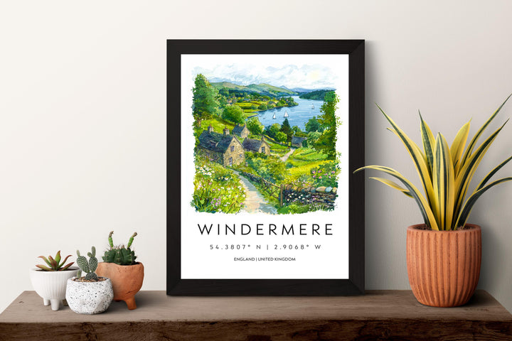 Windermere Watercolor Poster Windermere Travel Print Windermere Wall Art Windermere Lake Painting Windermere Souvenir UK Decor