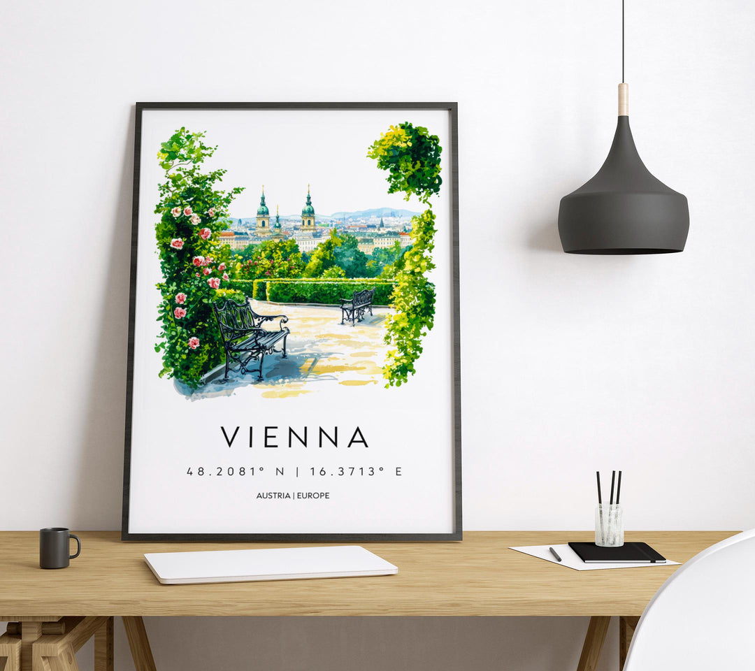 Vienna Watercolor Poster Vienna Travel Print Vienna Wall Art Vienna Cityscape Painting Vienna Souvenir Austria Decor