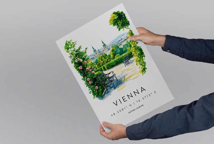 Vienna Watercolor Poster Vienna Travel Print Vienna Wall Art Vienna Cityscape Painting Vienna Souvenir Austria Decor
