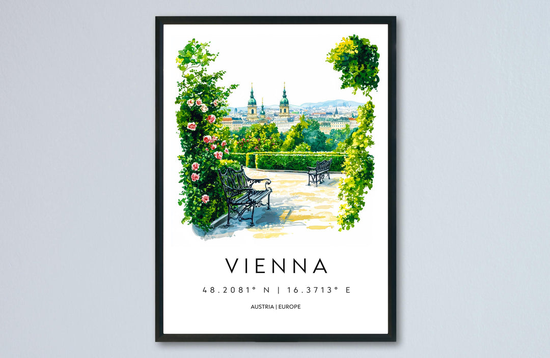 Vienna Watercolor Poster Vienna Travel Print Vienna Wall Art Vienna Cityscape Painting Vienna Souvenir Austria Decor