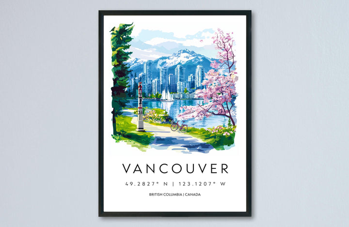 Vancouver Watercolor Poster Vancouver Travel Print Vancouver Wall Art Vancouver Cityscape Painting Vancouver Souvenir Canada Decor