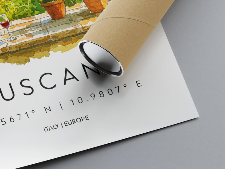 Tuscany Watercolor Poster Tuscany Travel Print Tuscany Wall Art Tuscany Landscape Painting Tuscany Souvenir Italy Decor