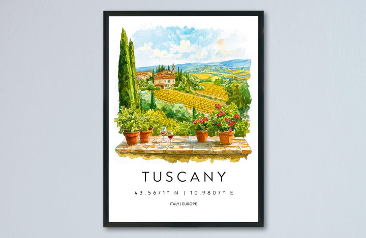 Tuscany Watercolor Poster Tuscany Travel Print Tuscany Wall Art Tuscany Landscape Painting Tuscany Souvenir Italy Decor