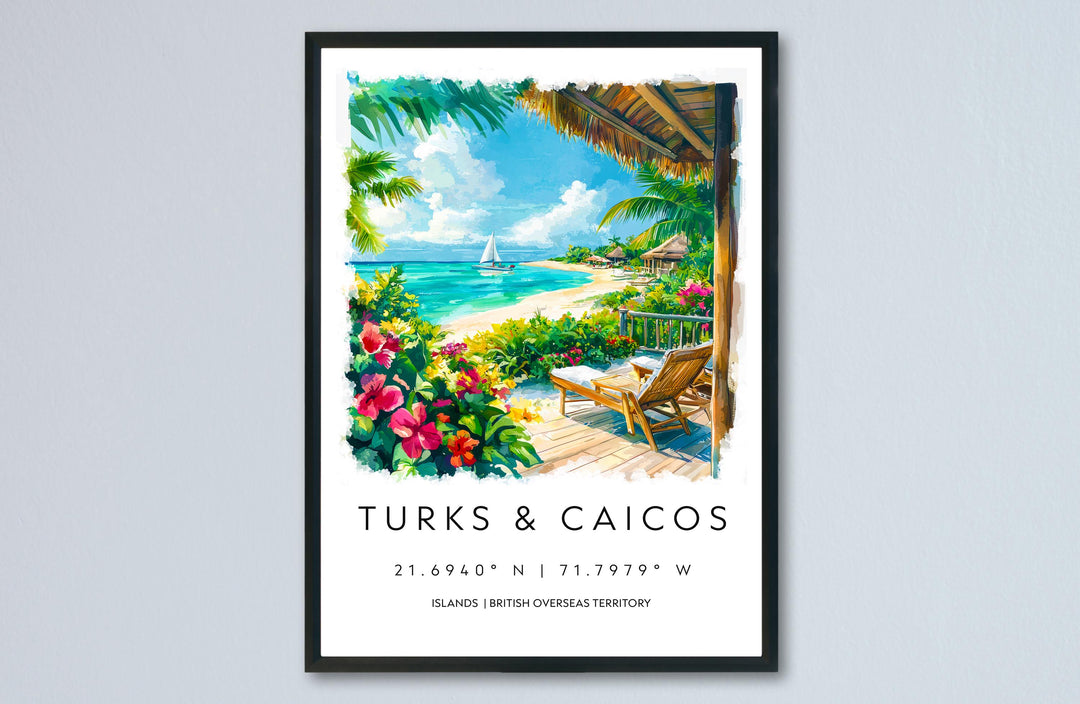 Turks and Caicos Watercolor Poster Turks and Caicos Travel Print Turks and Caicos Wall Art Turks and Caicos Painting Island Souvenir Decor