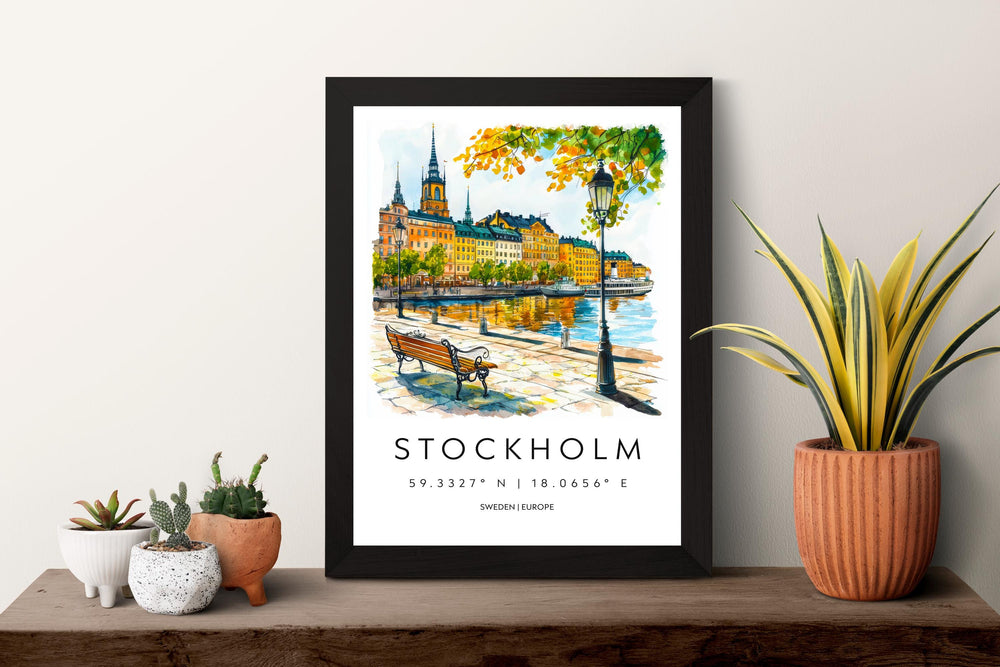 Stockholm Watercolor Poster Stockholm Travel Print Stockholm Wall Art Stockholm Cityscape Painting Stockholm Souvenir Sweden Decor