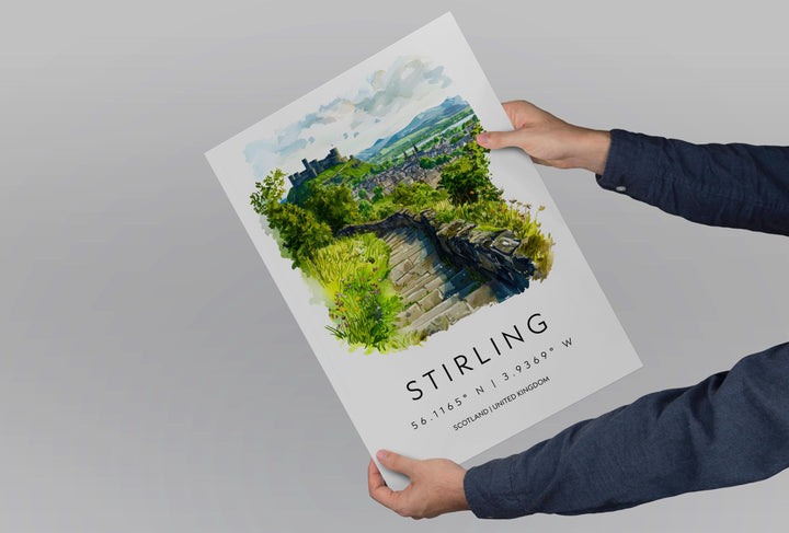 Stirling Castle Watercolor Poster Stirling Castle Travel Print Stirling Castle Wall Art Stirling Castle Painting Scotland Souvenir Decor