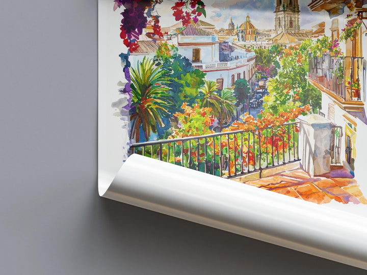 Seville Watercolor Poster Seville Travel Print Seville Wall Art Seville Cityscape Painting Seville Souvenir Spain Decor
