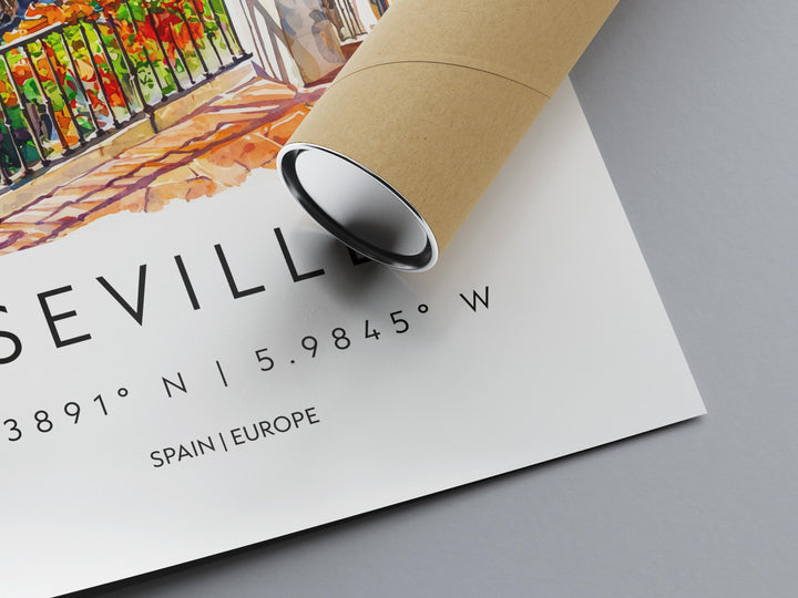 Seville Watercolor Poster Seville Travel Print Seville Wall Art Seville Cityscape Painting Seville Souvenir Spain Decor
