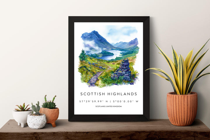 Scottish Highlands Watercolor Poster Scottish Highlands Travel Print Scottish Highlands Wall Art Scottish Highlands Landscape Painting