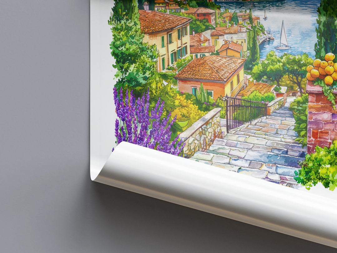 Lake Como Watercolor Poster Lake Como Travel Print Lake Como Wall Art Lake Como Landscape Painting Lake Como Souvenir Italy Decor