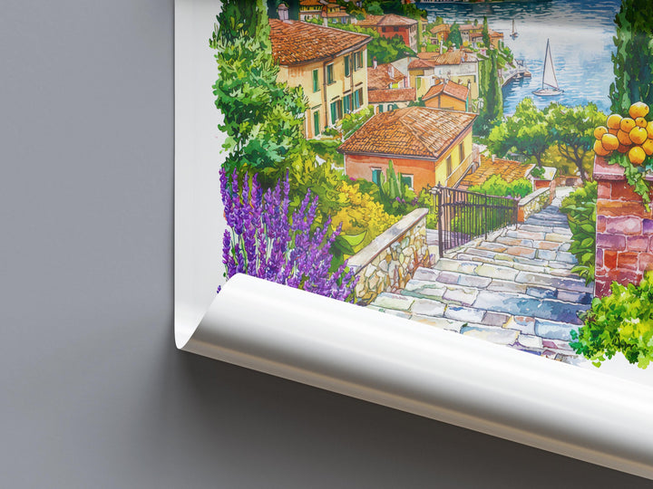 Lake Como Watercolor Poster Lake Como Travel Print Lake Como Wall Art Lake Como Landscape Painting Lake Como Souvenir Italy Decor