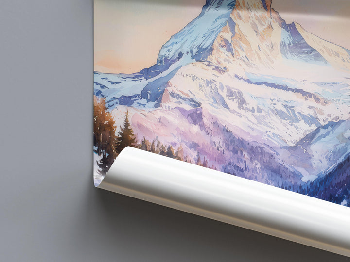 Zermatt Watercolor Poster Zermatt Travel Print Zermatt Wall Art Zermatt Mountain Painting Zermatt Souvenir Swiss Alps Decor