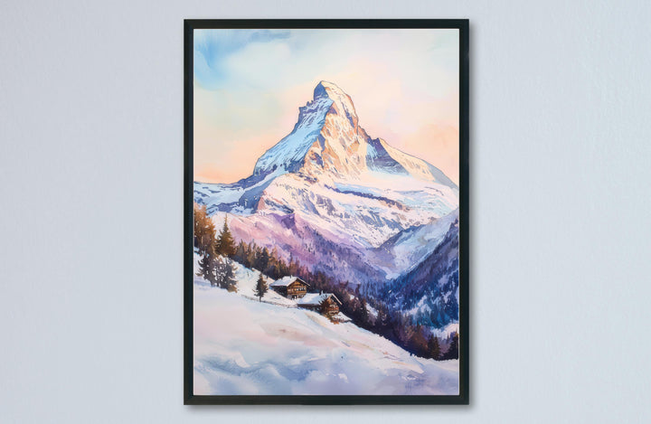 Zermatt Watercolor Poster Zermatt Travel Print Zermatt Wall Art Zermatt Mountain Painting Zermatt Souvenir Swiss Alps Decor