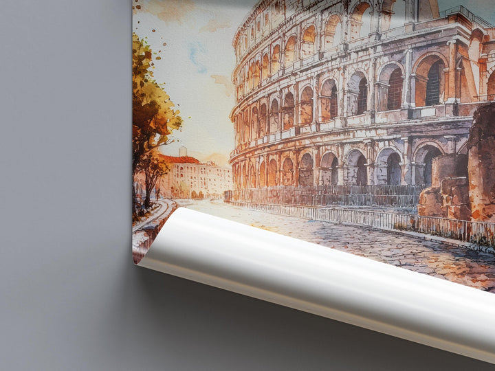 Rome Watercolor Poster Rome Travel Print Rome Wall Art Rome Cityscape Painting Rome Souvenir Italy Decor