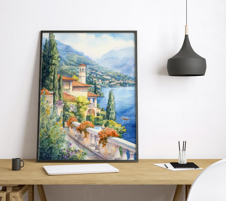 Lake Como Watercolor Poster Lake Como Travel Print Lake Como Wall Art Lake Como Painting Lake Como Souvenir Italy Decor