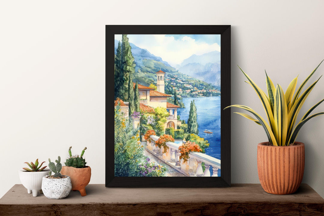 Lake Como Watercolor Poster Lake Como Travel Print Lake Como Wall Art Lake Como Painting Lake Como Souvenir Italy Decor
