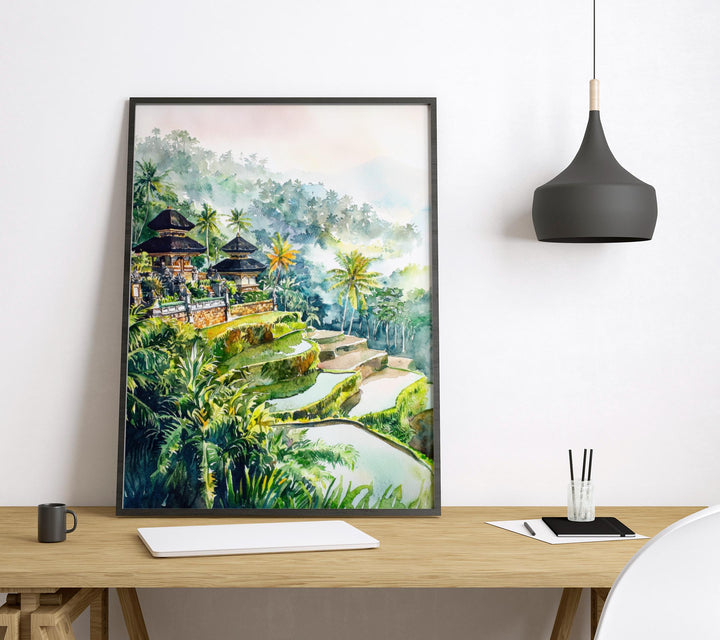 Bali Watercolor Poster Bali Travel Print Bali Wall Art Bali Landscape Painting Bali Souvenir Indonesia Decor