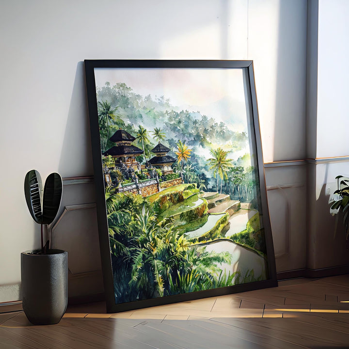 Bali Watercolor Poster Bali Travel Print Bali Wall Art Bali Landscape Painting Bali Souvenir Indonesia Decor