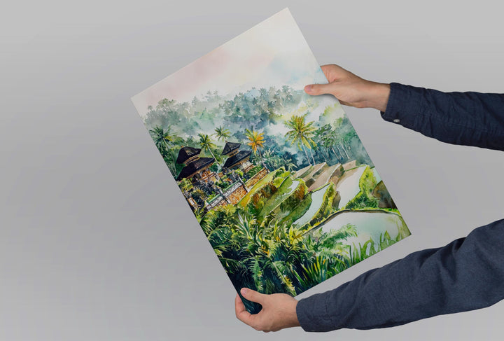 Bali Watercolor Poster Bali Travel Print Bali Wall Art Bali Landscape Painting Bali Souvenir Indonesia Decor