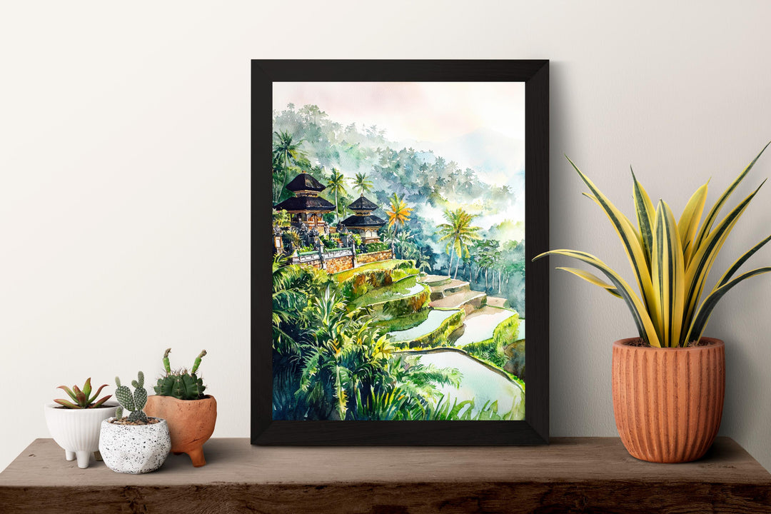 Bali Watercolor Poster Bali Travel Print Bali Wall Art Bali Landscape Painting Bali Souvenir Indonesia Decor