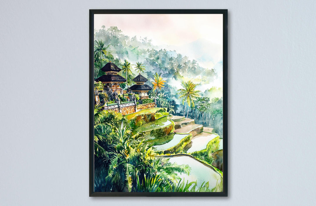 Bali Watercolor Poster Bali Travel Print Bali Wall Art Bali Landscape Painting Bali Souvenir Indonesia Decor