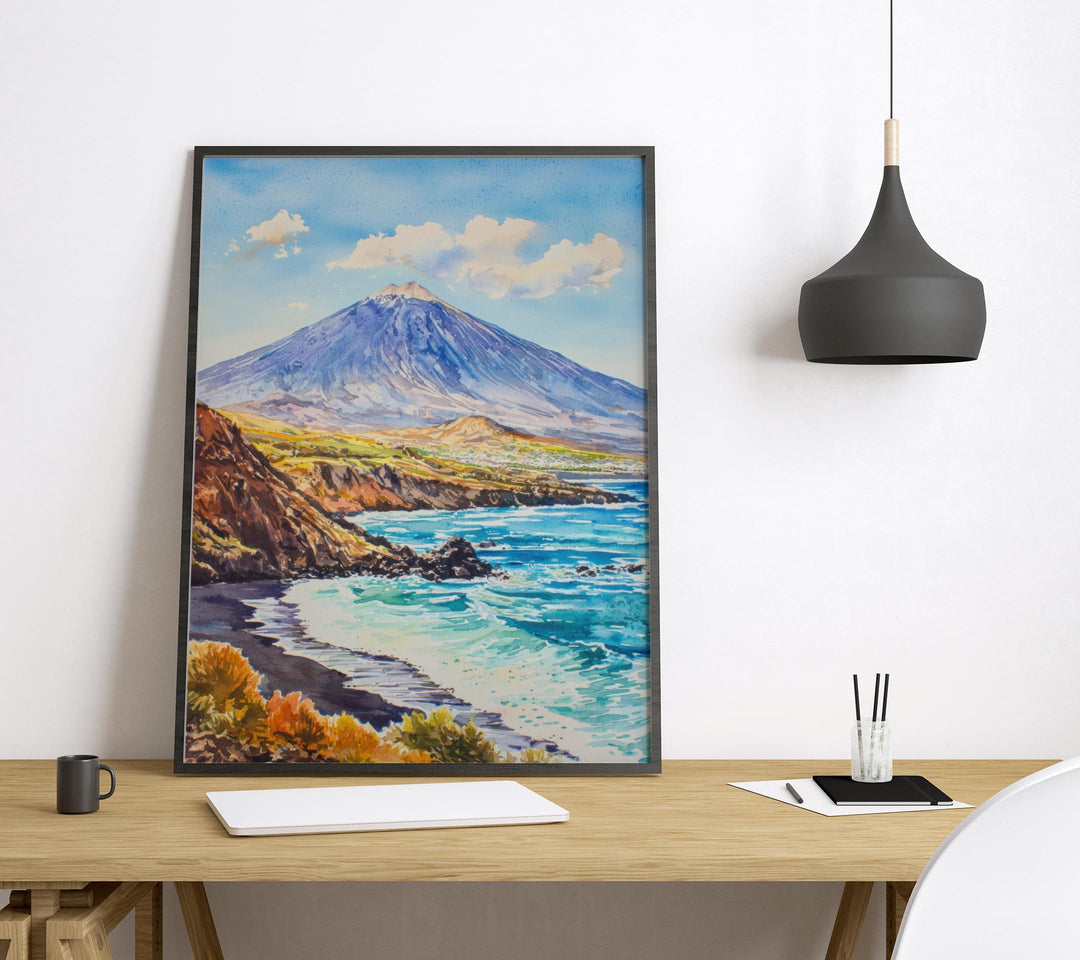 Tenerife Watercolor Poster Tenerife Travel Print Tenerife Wall Art Tenerife Landscape Painting Tenerife Souvenir Spain Decor