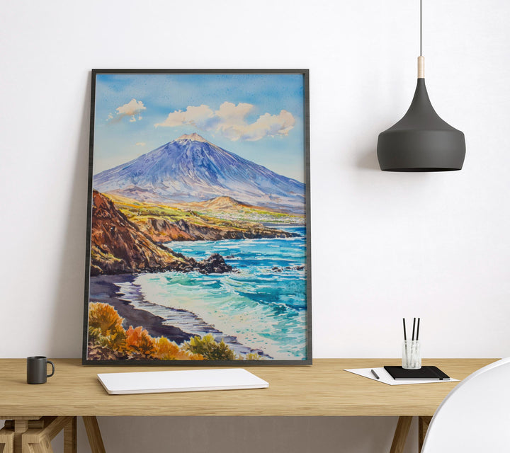 Tenerife Watercolor Poster Tenerife Travel Print Tenerife Wall Art Tenerife Landscape Painting Tenerife Souvenir Spain Decor